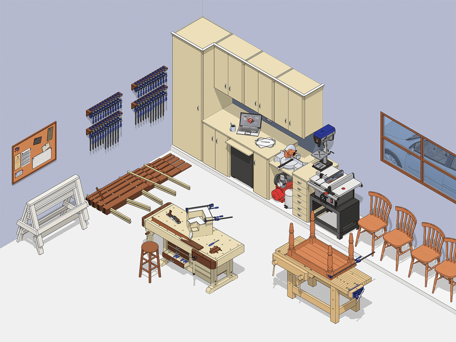 SketchUp ukážky práce - výroba nábytku